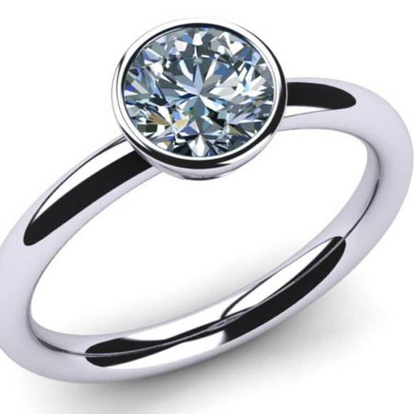 NEW! GENUINE SPARKLING MOISSANITE DIAMOND SOLITAIRE 1 CT. RING US 7 - Picture 3 of 4